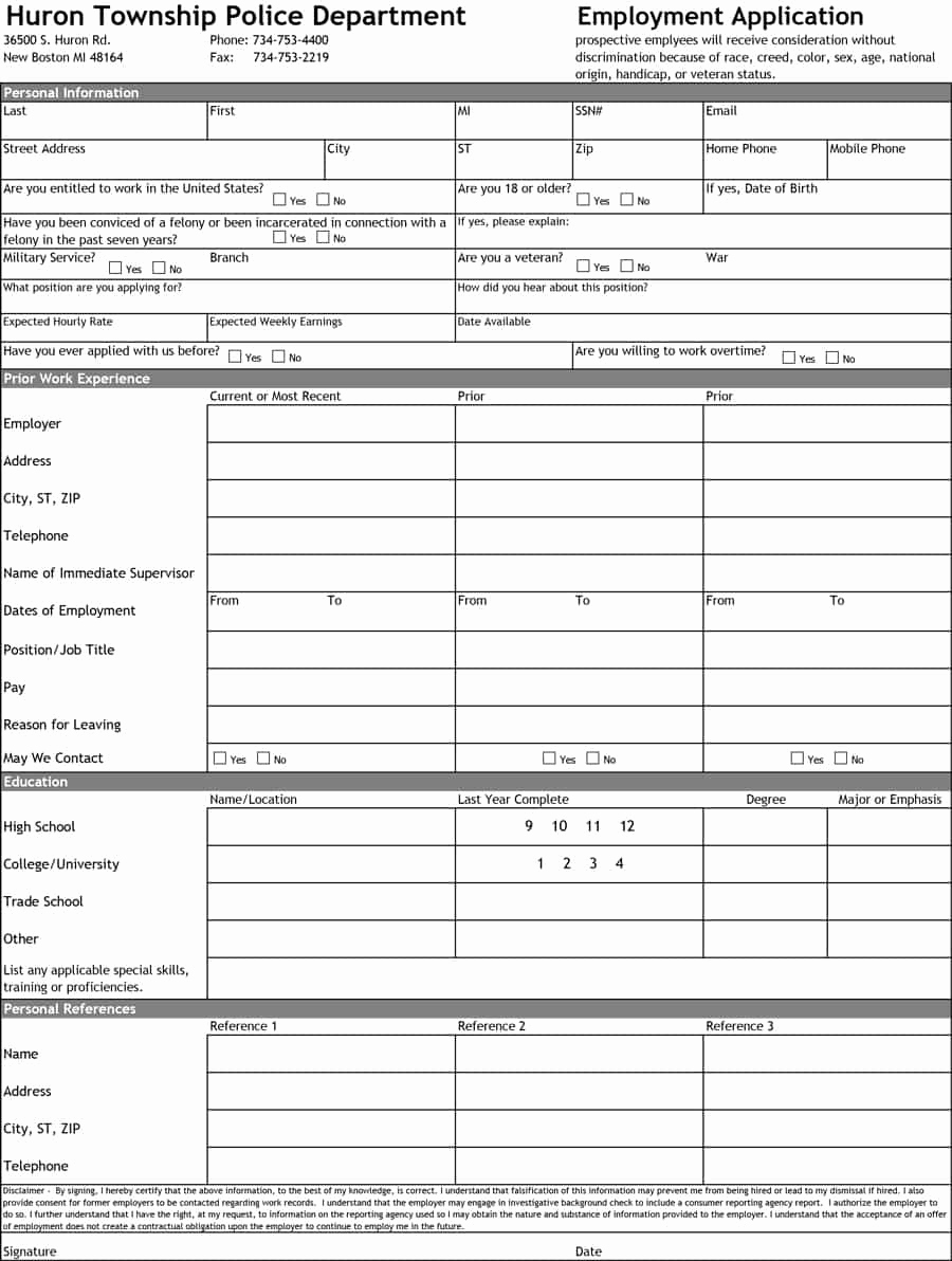 Job Application Email Template Awesome 8 Free Standard Job Application form Template format
