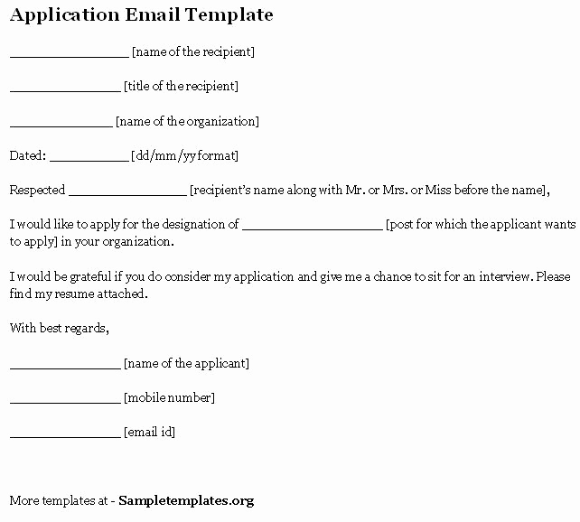 Job Application Email Template Best Of Sample Job Application by Email