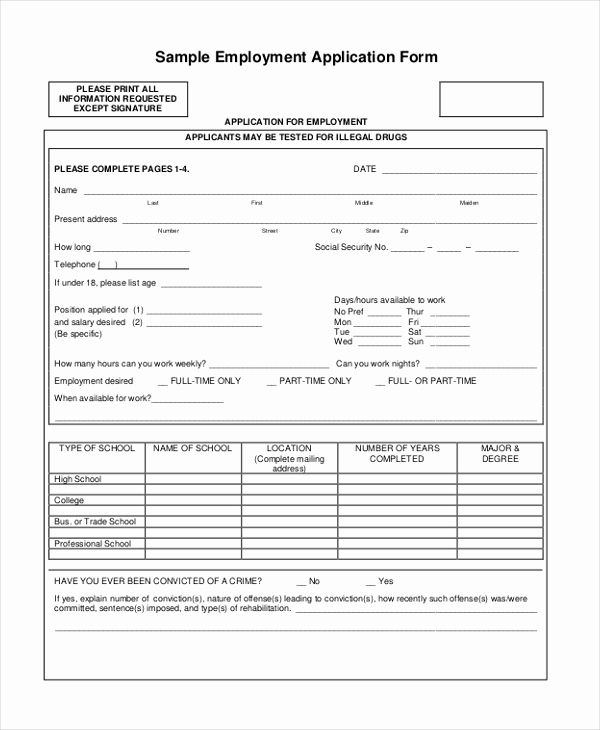 Job Application form Pdf Awesome Sample Job Application form 9 Free Documents In Pdf Doc
