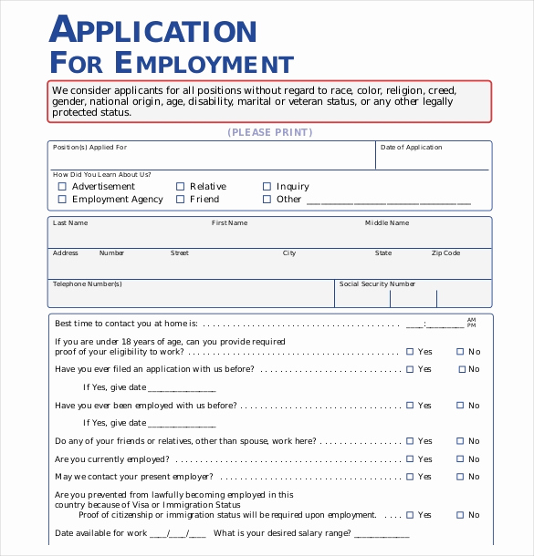 Job Application form Pdf Fresh Application form Templates – 10 Free Word Pdf Documents