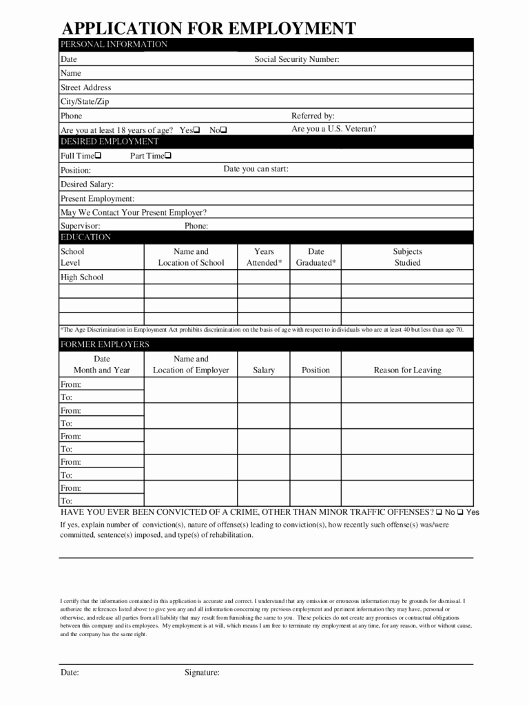 Job Application form Pdf New 2019 Basic Job Application form Fillable Printable Pdf