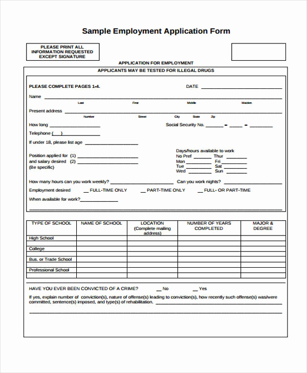 Job Application form Sample Elegant 35 Free Job Application form Template