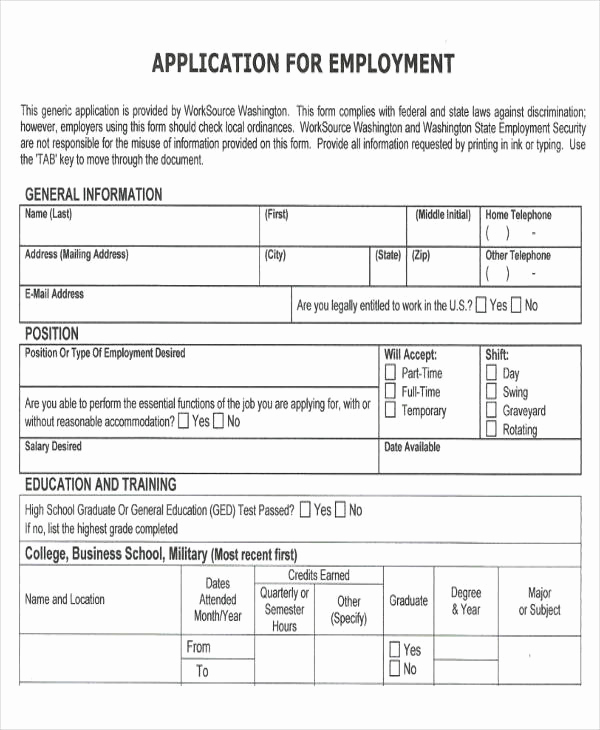Job Application form Sample Unique 49 Job Application form Templates