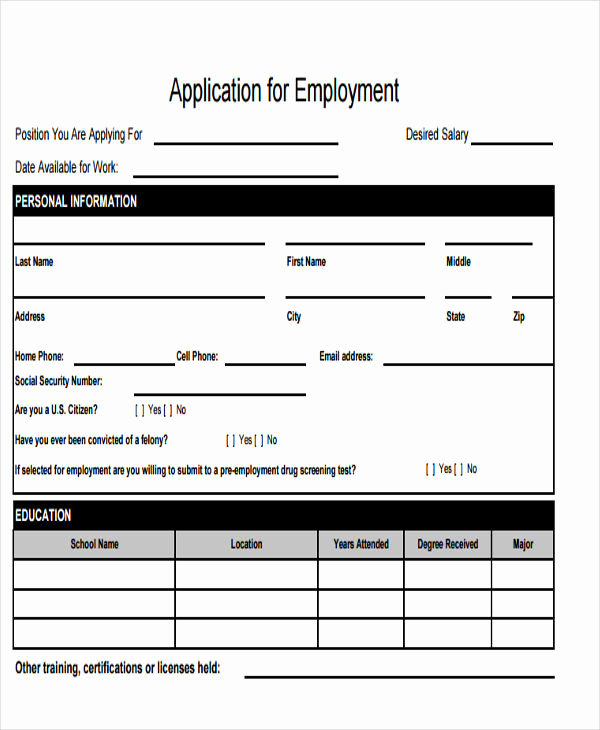 Job Application form Template Beautiful 49 Job Application form Templates
