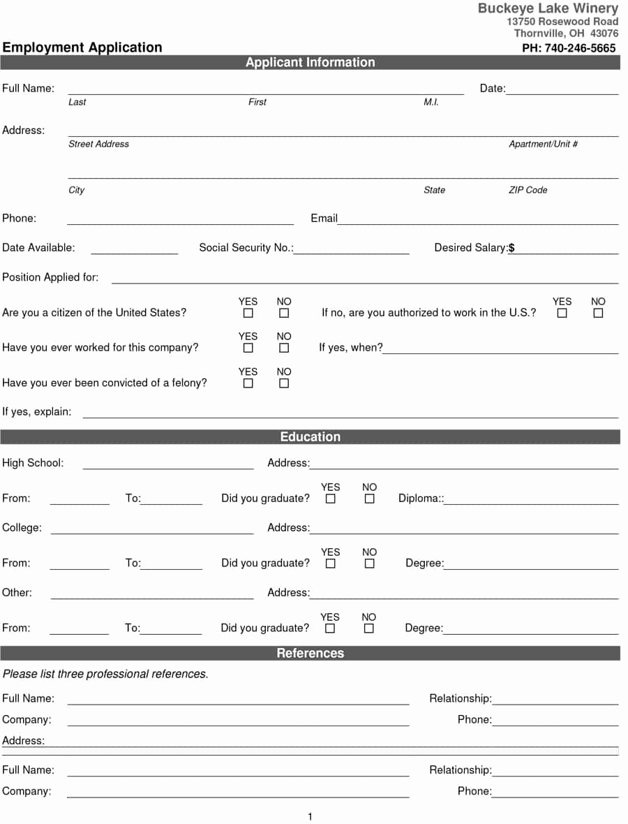 Job Application form Template Beautiful 50 Free Employment Job Application form Templates