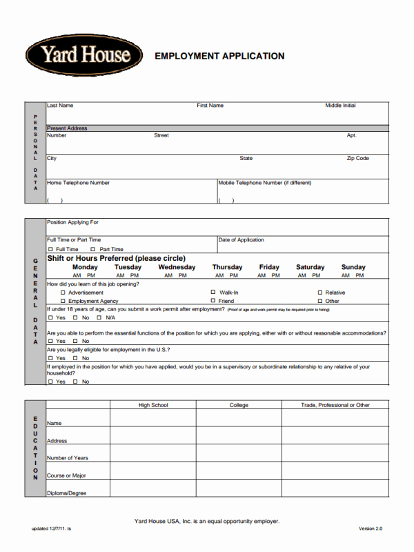 Job Application form Template Best Of Free Printable Job Application form Template form Generic