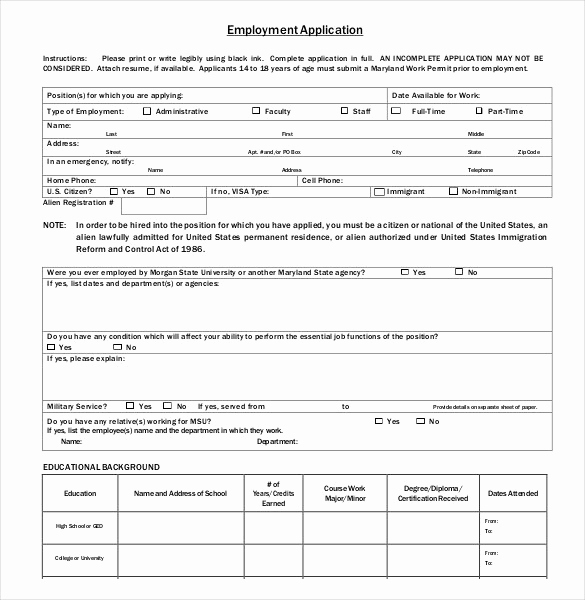 Job Application form Template Fresh 21 Employment Application Templates Pdf Doc