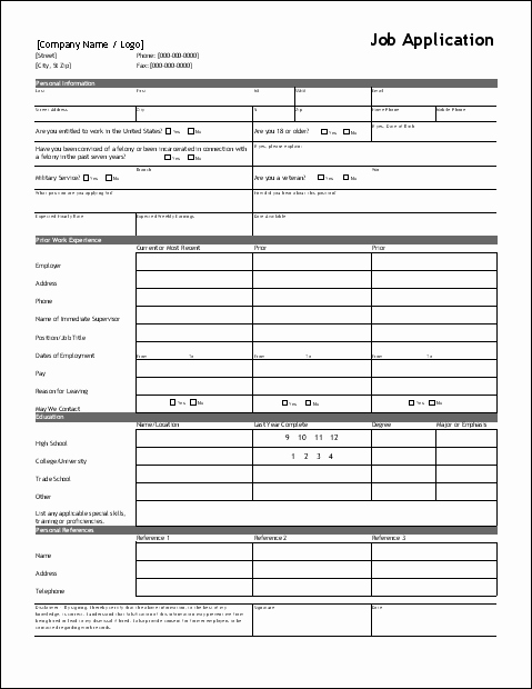 Job Application form Template Fresh Free Job Application form Template