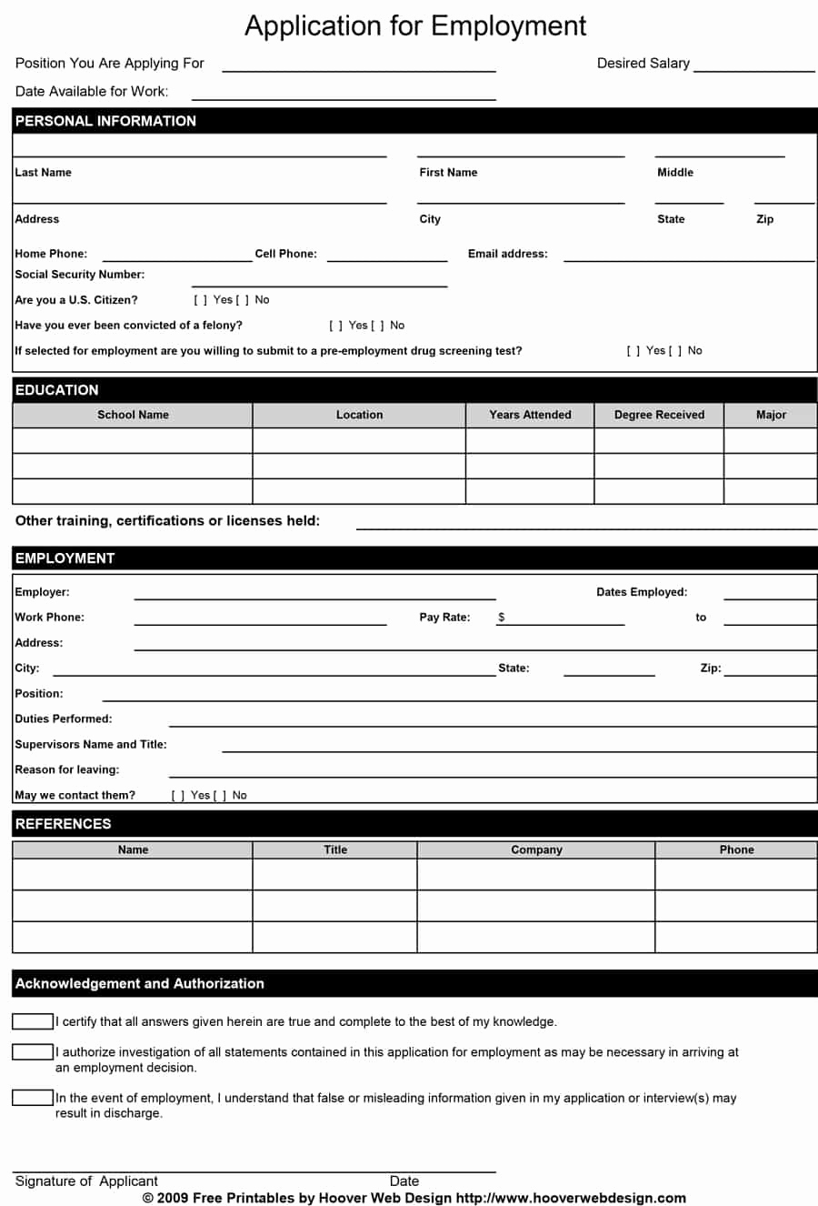 Job Application Template Doc Awesome 50 Free Employment Job Application form Templates