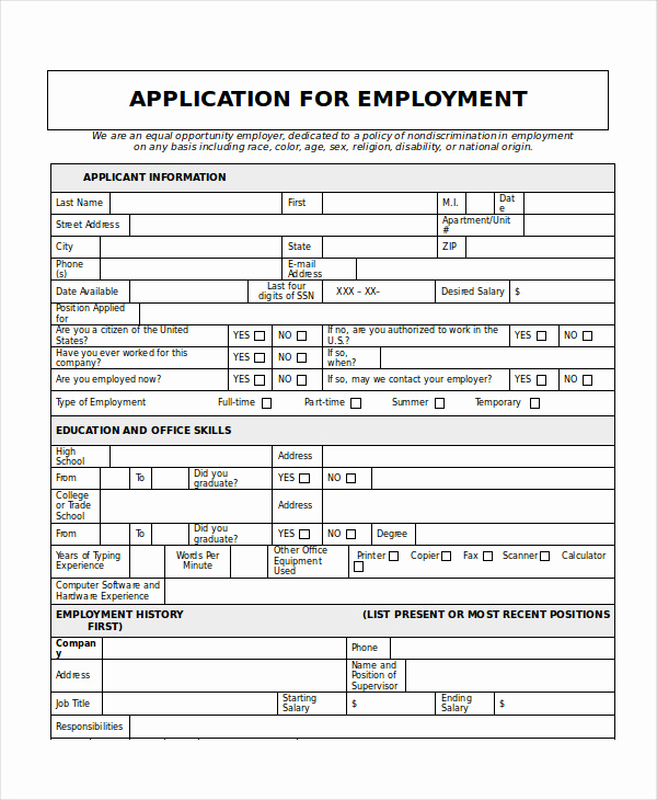 Job Application Template Pdf Awesome Generic Job Application 8 Free Word Pdf Documents