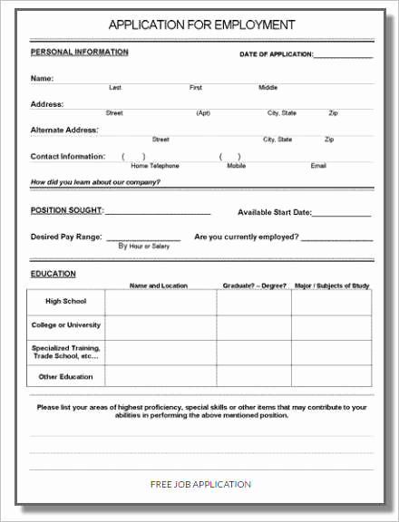 Job Application Template Word Lovely Employment Application Template Microsoft Word