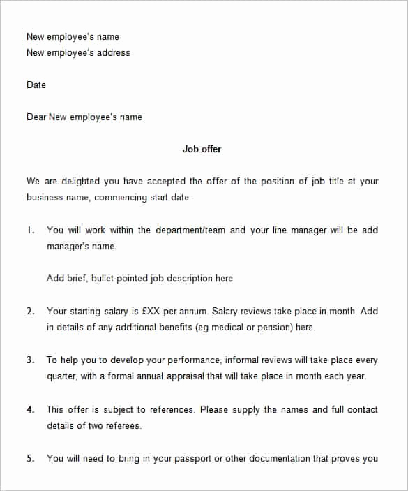 Job Offer Letter Example Elegant 70 Fer Letter Templates Pdf Doc