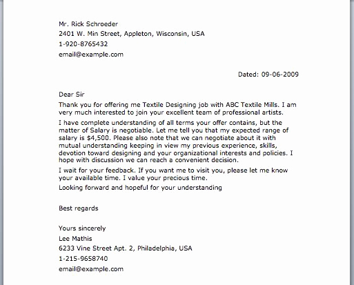 Job Offer Negotiation Letter Sample Awesome Negotiation Letter Letter Samples
