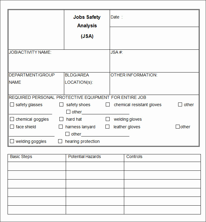 Job Safety Analysis form Lovely 10 Sample Job Safety Analysis Templates Pdf Doc