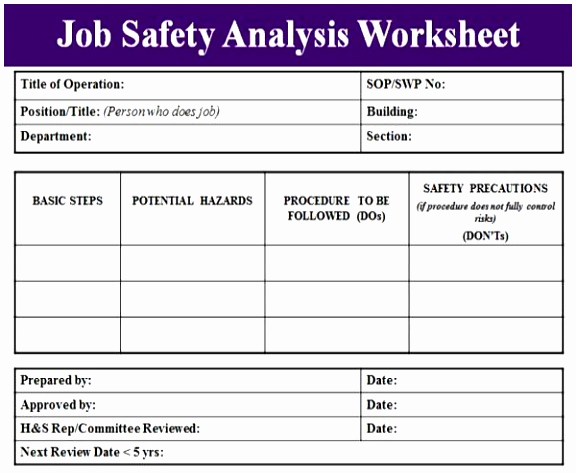 Job Safety Analysis format Unique 9 Osha Risk assessment Template Tyrpw