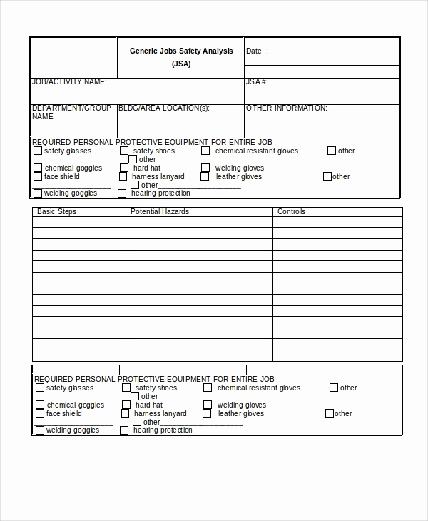 Job Safety Analysis Template Best Of 10 Job Safety Analysis Free Sample Example format