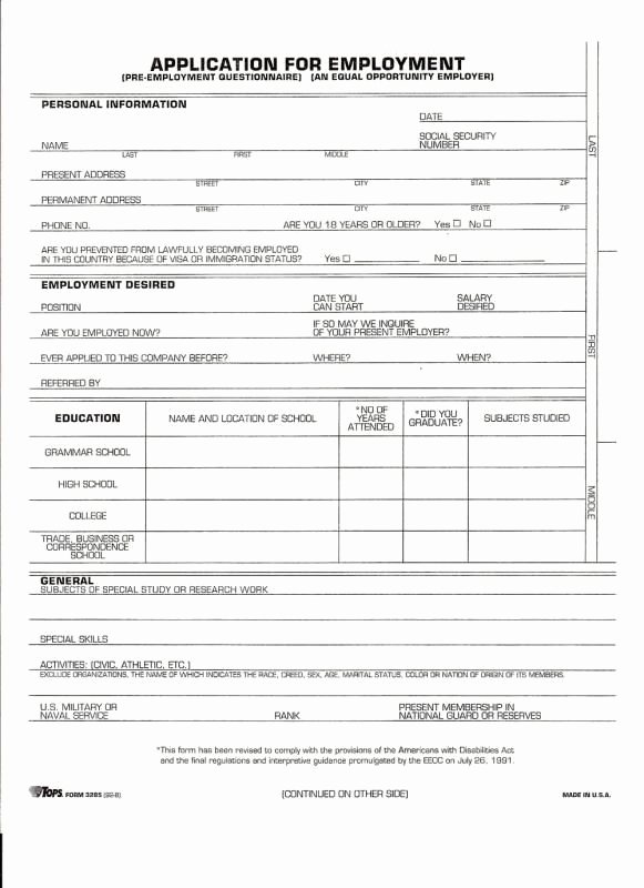 Jobs Application form Pdf Luxury Standard Job Application form Template