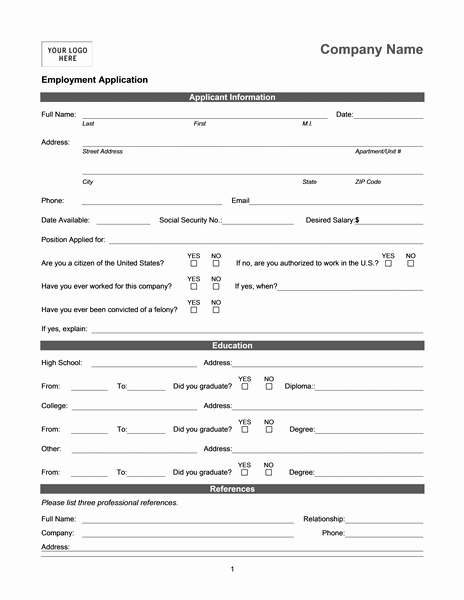 Jobs Application form Pdf New Employment Application Online