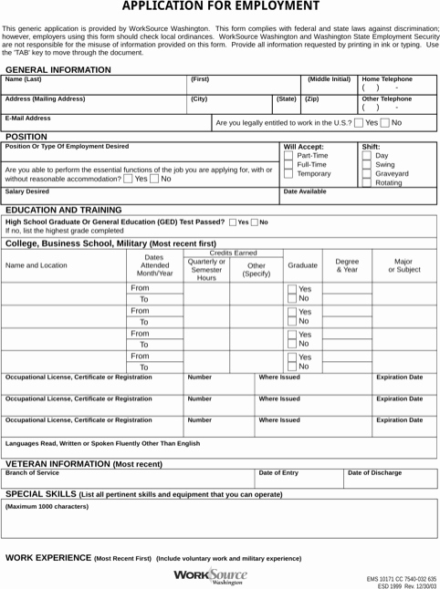 Jobs Application form Pdf New Generic Application for Employment Templates&amp;forms