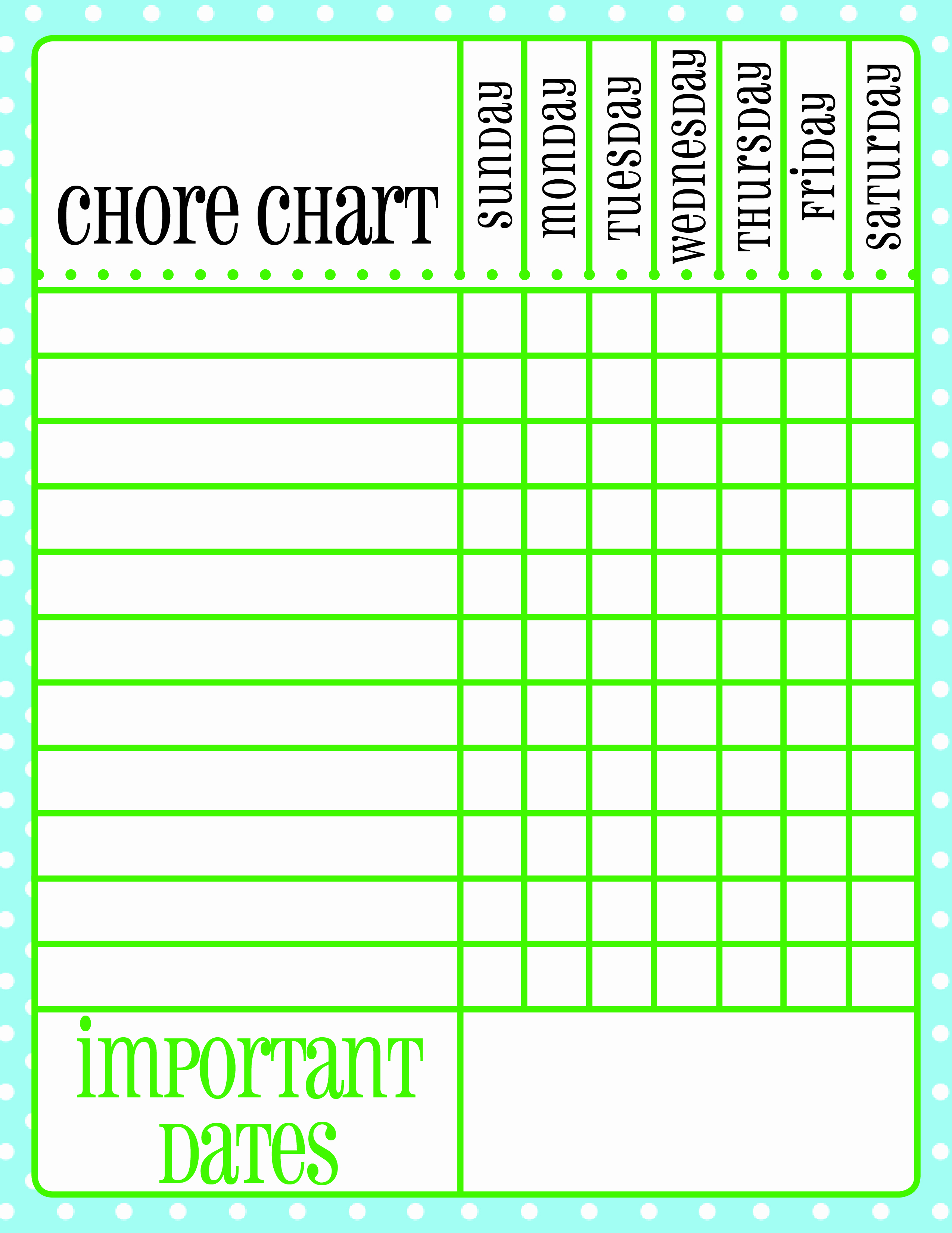 Kids Chore Chart Template Awesome Chore Chart for Kids – Palm Beach Print Shop