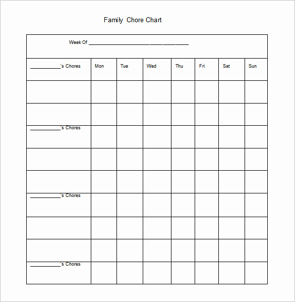Kids Chore Chart Template Lovely Free 6 Chore Chart Template Printable for Kids Excel Word