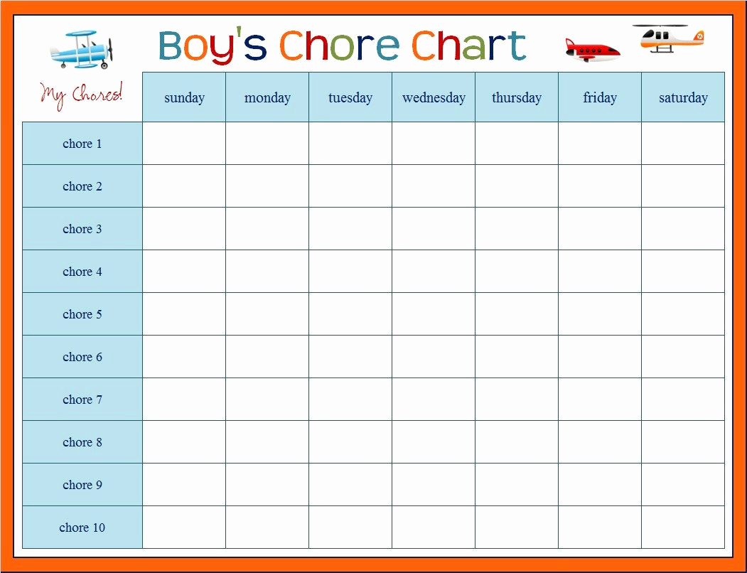 Kids Chore Chart Template New Customized Children S Chore Chart