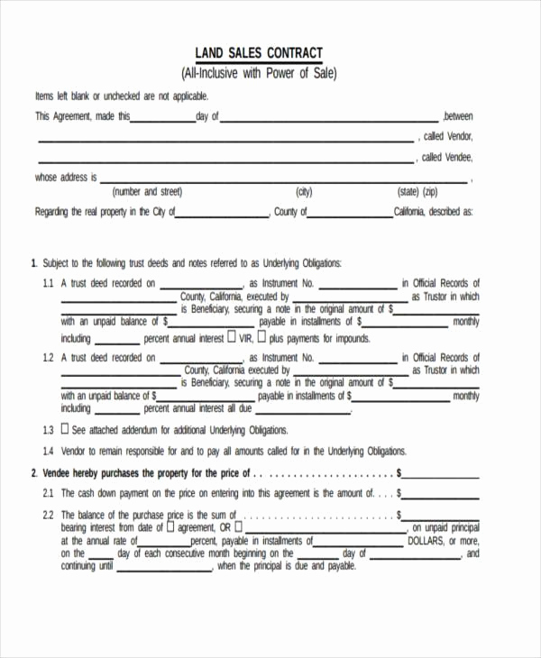 Land Purchase Agreement form Pdf Inspirational 8 Sale Contract form Samples Free Sample Example