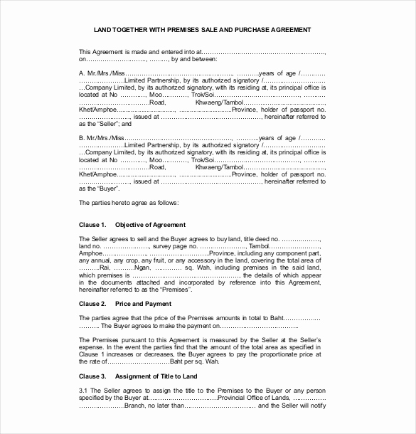 Land Purchase Agreement form Pdf New 27 Sales Agreement Templates Word Google Docs Apple