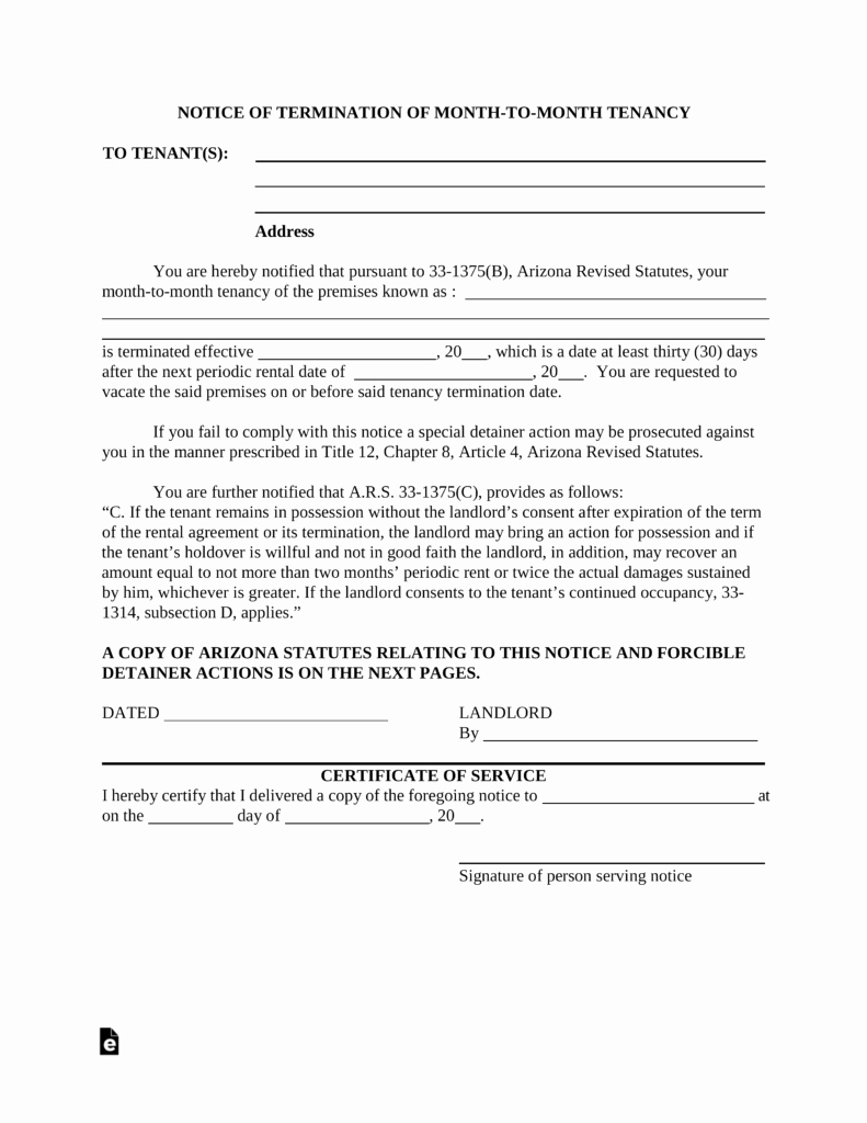 Lease Termination Letter to Tenant Inspirational Arizona Lease Termination Letter Template