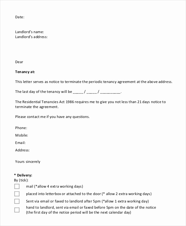 Lease Termination Letter to Tenant Unique 7 Lease Termination Letters Free Word Pdf Documents