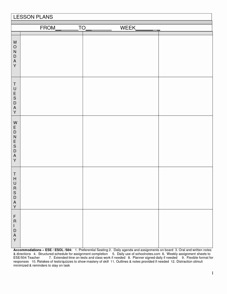 Lesson Plan for toddlers Inspirational Blank Lesson Plans for Teachers
