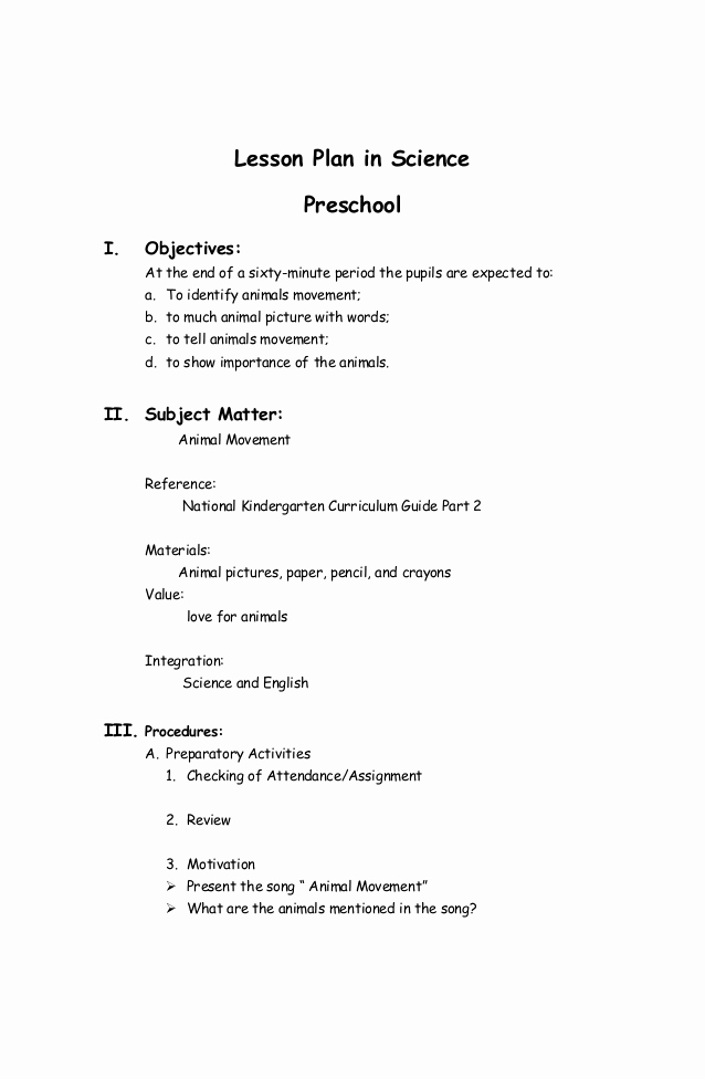 Lesson Plans for Kindergarten Beautiful Integrated Lesson Plan In Science
