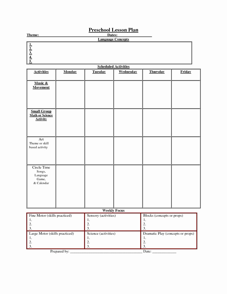 Lesson Plans for toddlers Beautiful Printable Lesson Plan Template Nuttin but Preschool
