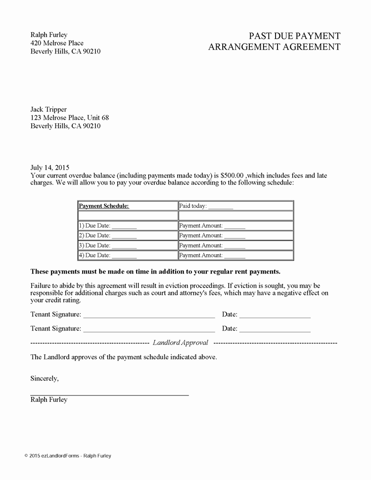 Letter Of Agreement Template Luxury Past Due Payment Arrangement Agreement