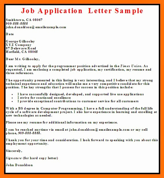 Letter Of Application Example Lovely Business Letter Examples Job Application Letter