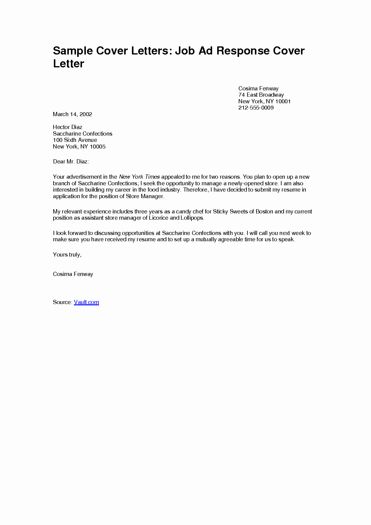 Letter Of Application Example New Simple Job Application Cover Letter Examples