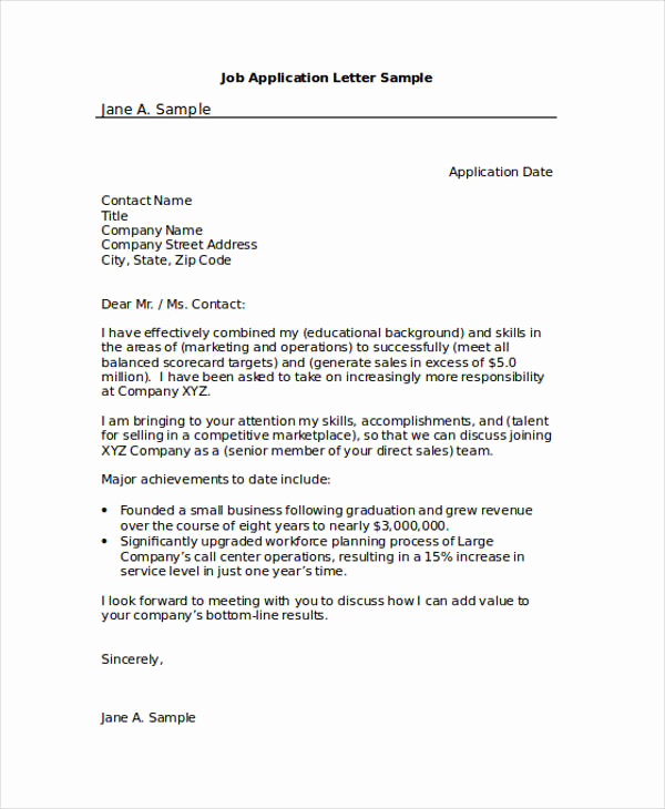 Letter Of Application Template New 52 Application Letter Examples &amp; Samples Pdf Doc