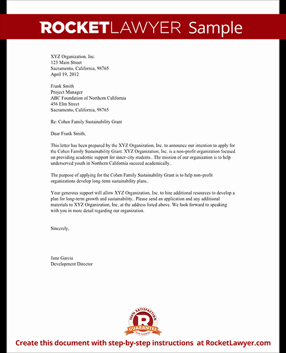 Letter Of Intent Samples Inspirational Letter Of Intent for Grant for Non Profit Template with