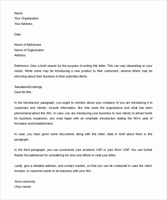 Letter Of Introduction Example New Introduction Email to Client Template 5 Free Samples
