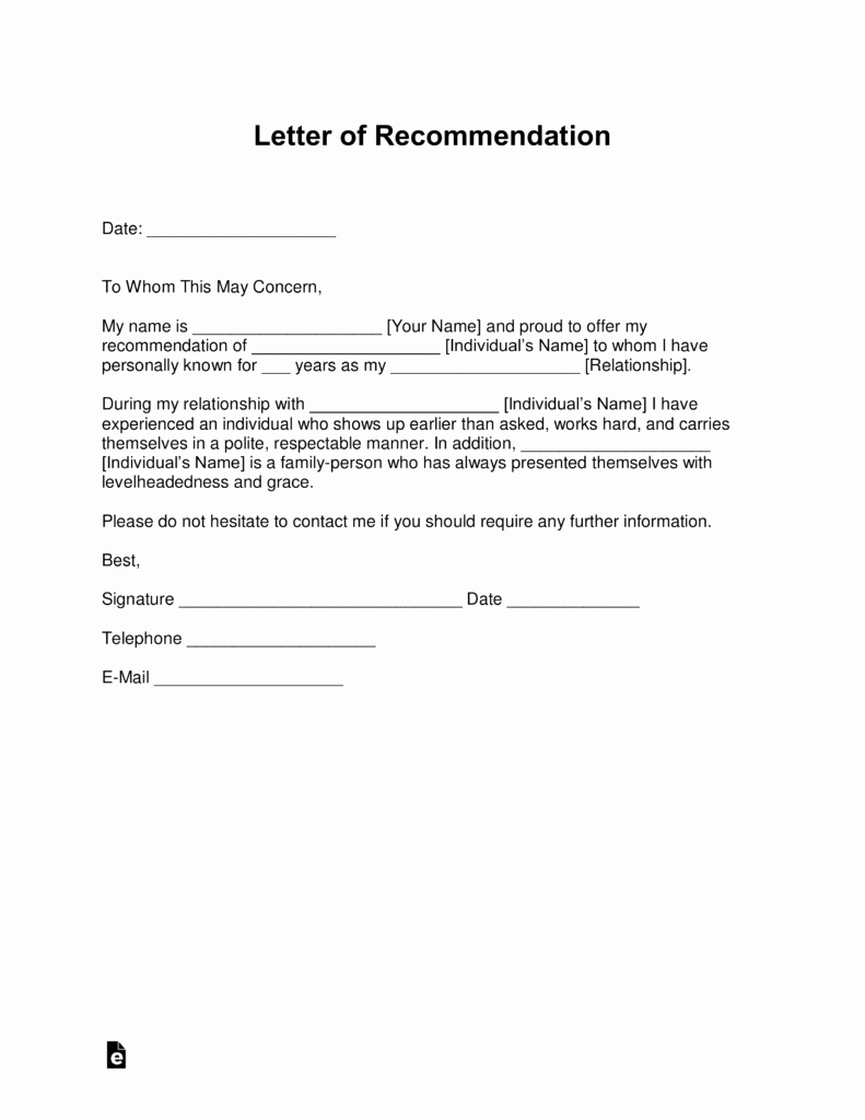 Letter Of Recommendation for Friend Elegant Free Letter Of Re Mendation Templates Samples and