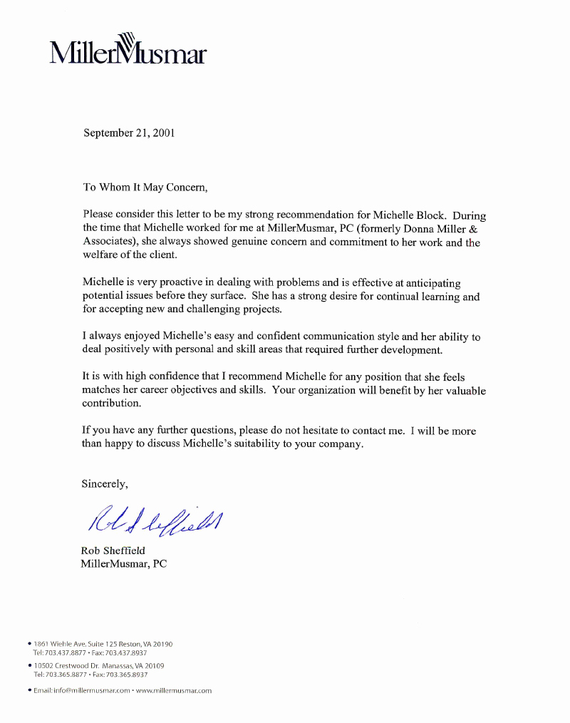 Letter Of Recommendation From Employer Beautiful Letter Of Re Mendation R Sheffield