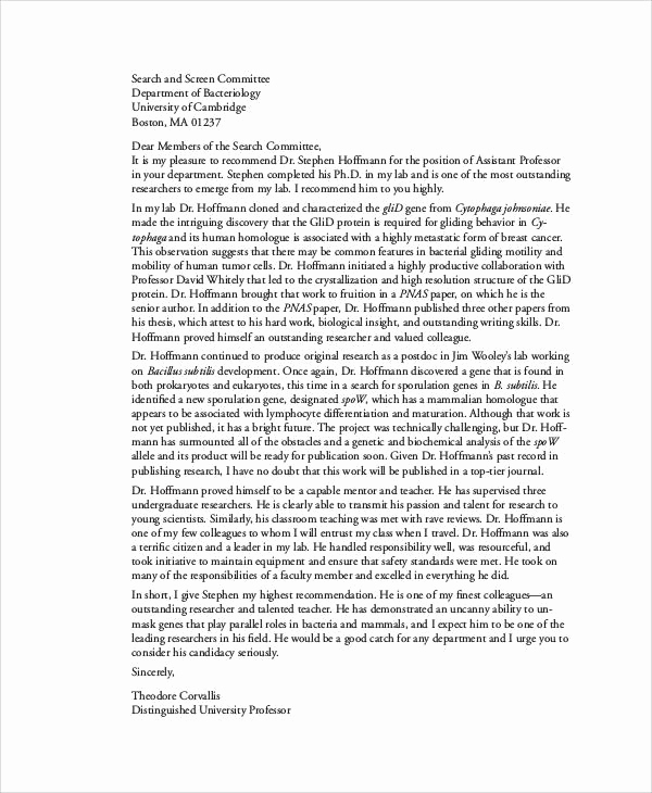 Letter Of Recommendation From Professor Best Of 11 Professor Re Mendation Letter Samples