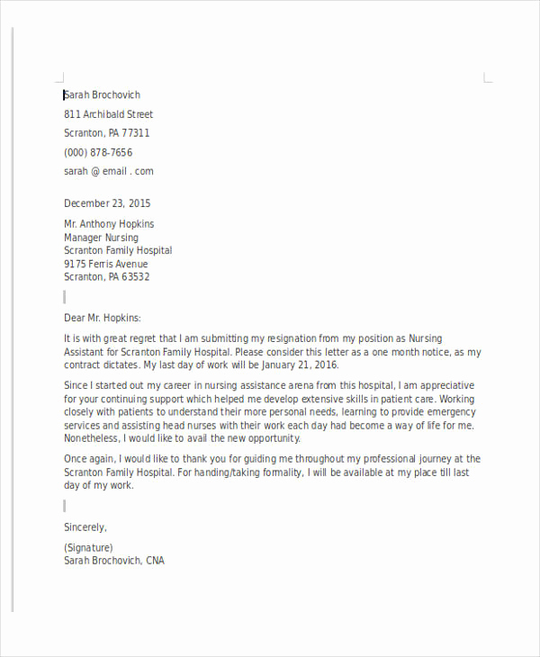 Letter Of Resignation Nursing Awesome 34 Free Resignation Letter Templates Pdf Doc