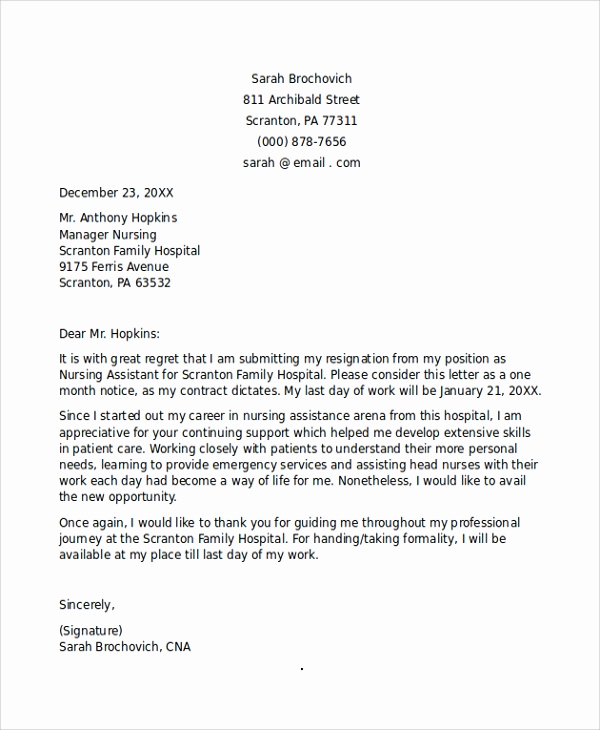 Letter Of Resignation Nursing Elegant 11 Sample Nursing Resignation Letters Pdf Word