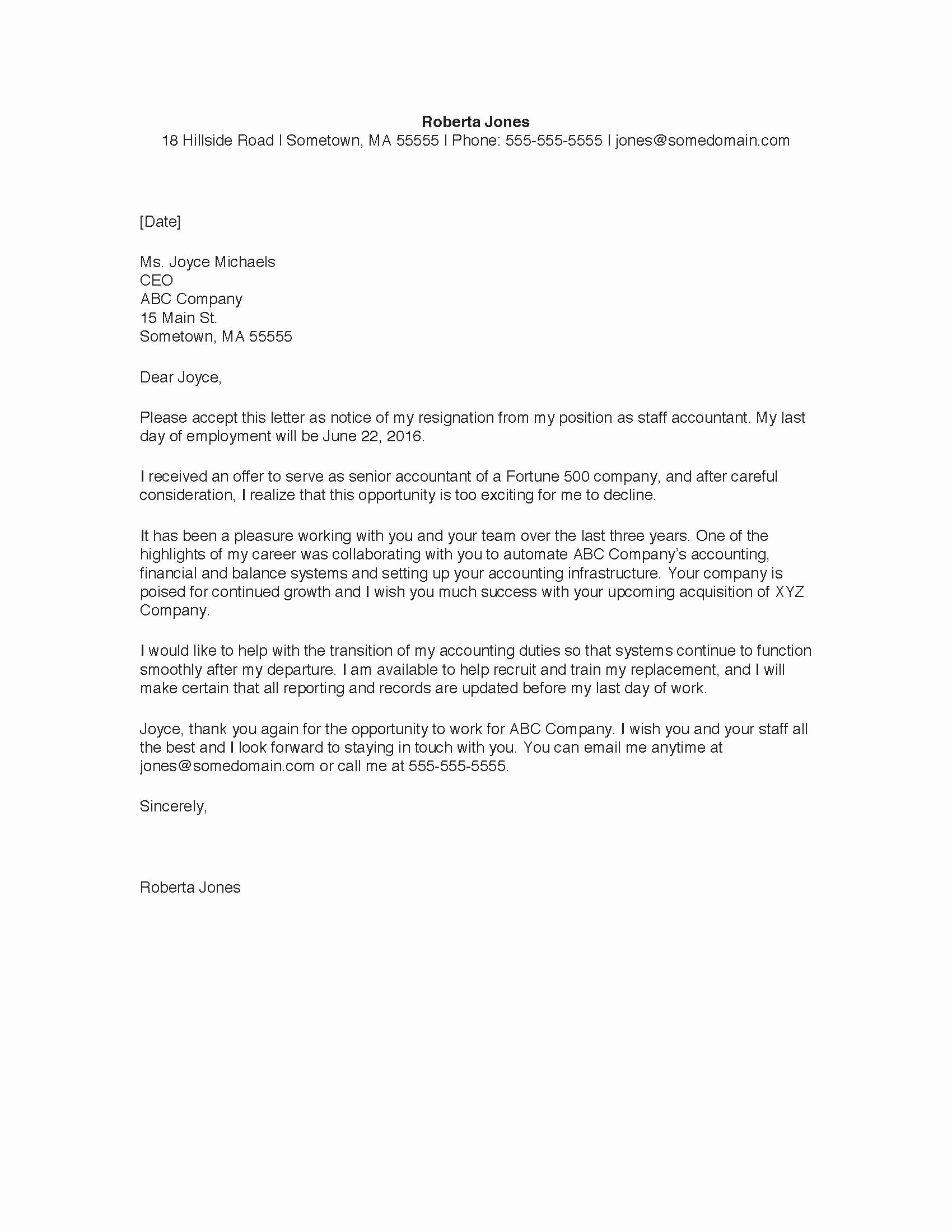 Letter Of Resignation Template Free Beautiful Sample Resignation Letter