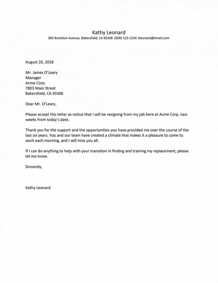 Letter Of Resignation Template Free Best Of Employee Resignation Letter Sample Letters Examples
