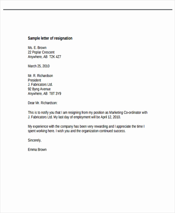 Letter Of Resignation Template Free Inspirational Power attorney Resignation Letter Template Samples