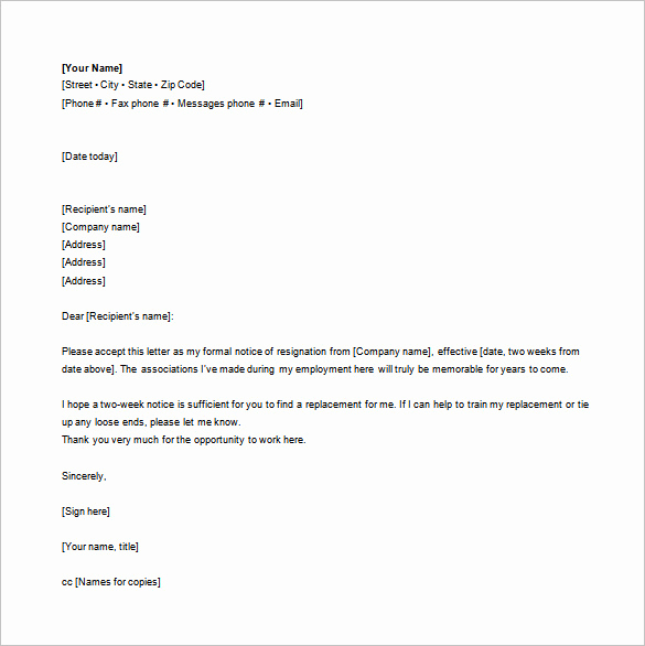 Letter Of Resignation Template Word Fresh 10 Email Resignation Letter Templates – Free Sample