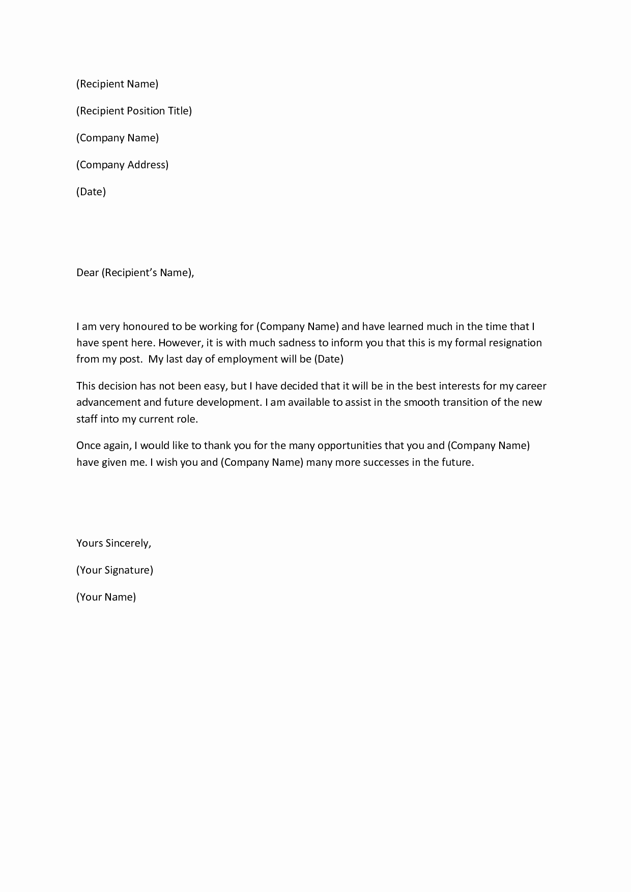 Letter Of Resignation Templates Beautiful Writing A Heartfelt Resignation Letters In Pdf