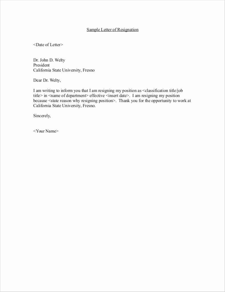 Letter Of Resignation Templates Inspirational 33 Simple Resign Letter Templates Free Word Pdf Excel